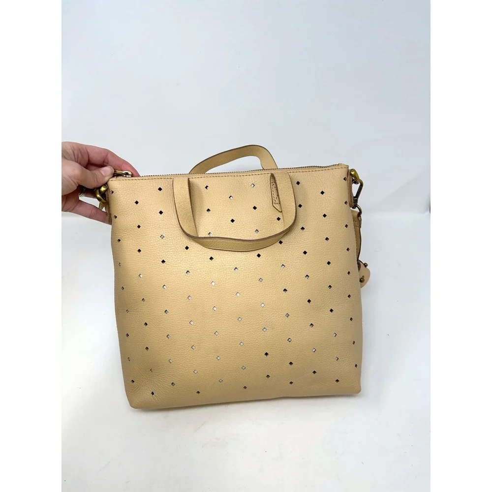 Madewell The Transport Crossbody Bag Geo Holepunch Edition Tan